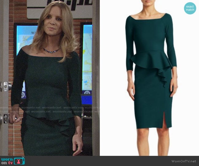 Chiara Boni La Petite Robe Peplum Dress worn by Christine Blair Williams (Lauralee Bell) on The Young and the Restless