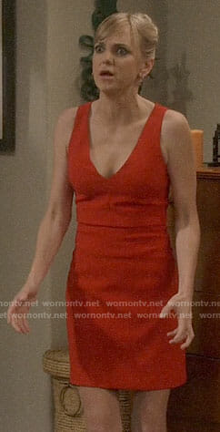 Christy's red v-neck mini dress on Mom