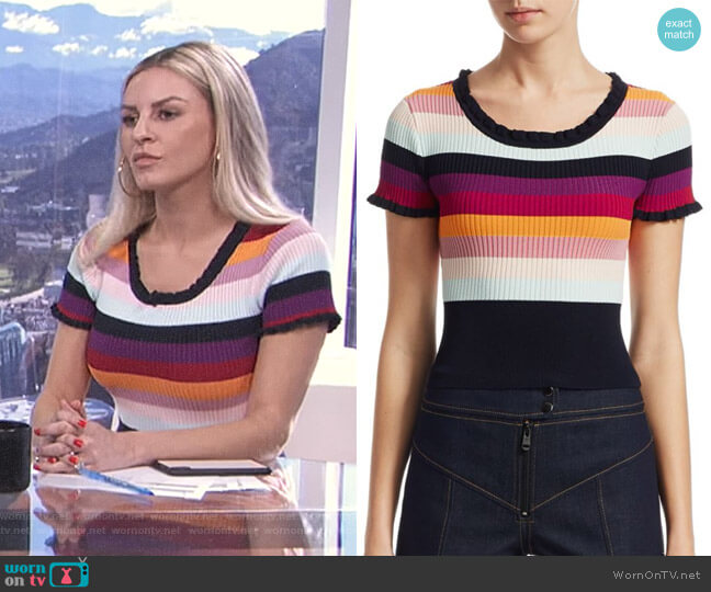 'Nicolette' Stripe Ribbed Top by Cinq a Sept worn by Morgan Stewart  on E! News