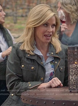 Claire's striped embroidered shirt and field jacket on Modern Family