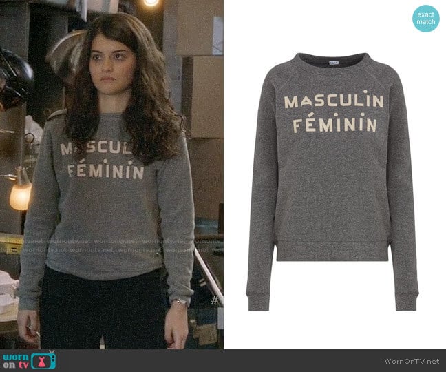Clare V Masculin Feminin Sweatshirt worn by Sabrina Pemberton (Sofia Black D'Elia) on The Mick