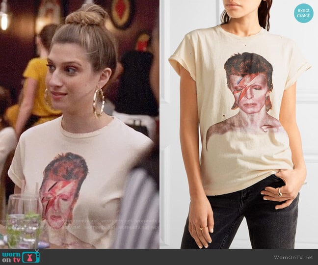 Madeworn David Bowie Ziggy T-shirt worn by Nomi Segal (Emily Arlook) on Grown-ish