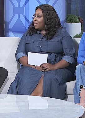 Loni's denim button front dress on The Real