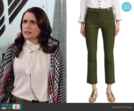 Derek Lam 10 Crosby Flared Crepe Trousers with Grommet Details worn by Quinn Fuller (Rena Sofer) on The Bold and the Beautiful