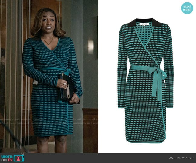 Diane von Furstenberg Checked Wrap Dress worn by Daisy Grant (Patina Miller) on Madam Secretary