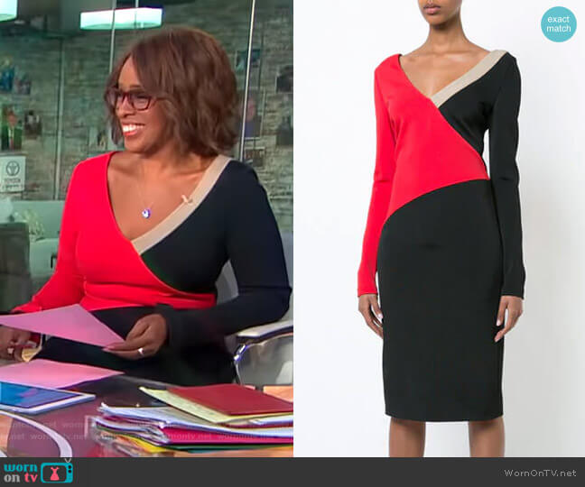 WornOnTV: Gayle’s red and black colorblocked dress on CBS This Morning ...
