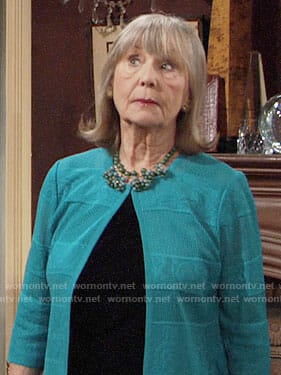 Dina’s turquoise cardigan on The Young and the Restless