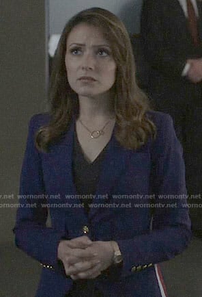 Emily's blue blazer with side stripes on Designated Survivor