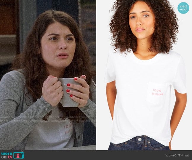 Everlane 100% Human Small Print Tee worn by Sabrina Pemberton (Sofia Black D'Elia) on The Mick