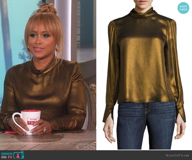 Concealed Lurex Blouse by Frame worn by Eve on The Talk