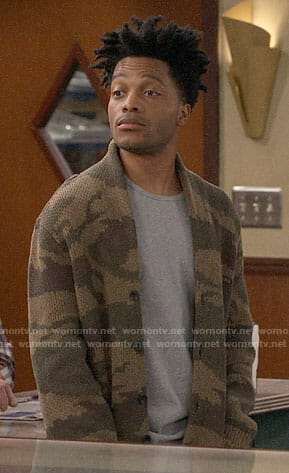 Franco's camouflage cardigan on Superior Donuts
