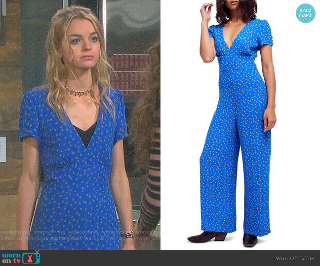 'Mia' Jumpsuit by Free People worn by Claire Brady (Olivia Keegan) on Days of our Lives