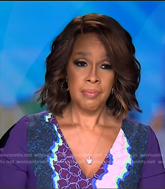 Gayle's mixed print sheath dress on CBS Mornings