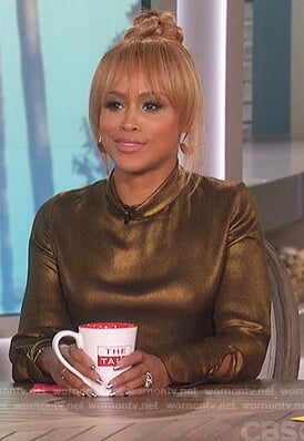 Eve’s gold mock neck top on The Talk