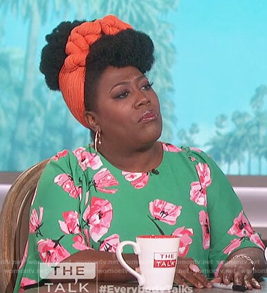 Sheryl’s green floral top on The Talk