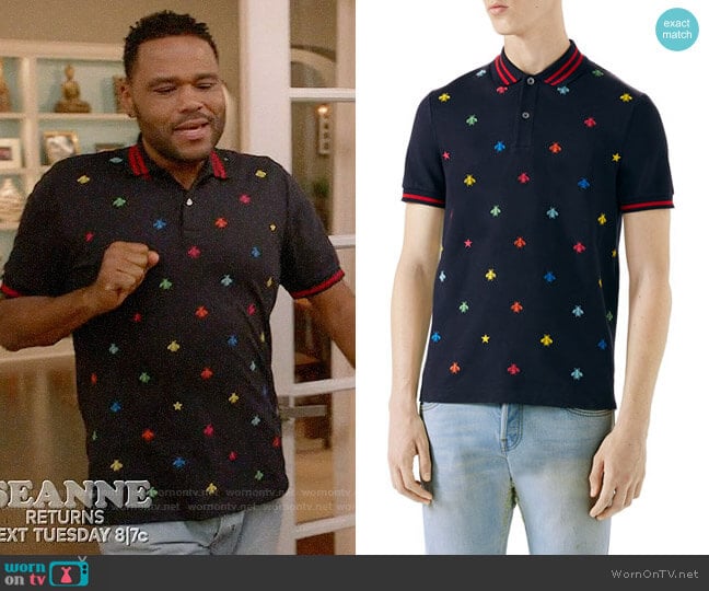 Gucci Embroidered Polo Shirt worn by Andre Johnson (Anthony Anderson) on Black-ish