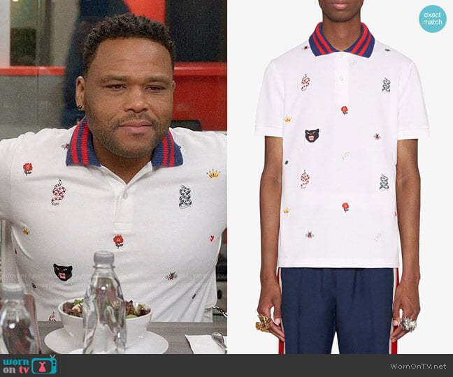 Gucci Cotton Polo with Embroideries worn by Andre Johnson (Anthony Anderson) on Black-ish