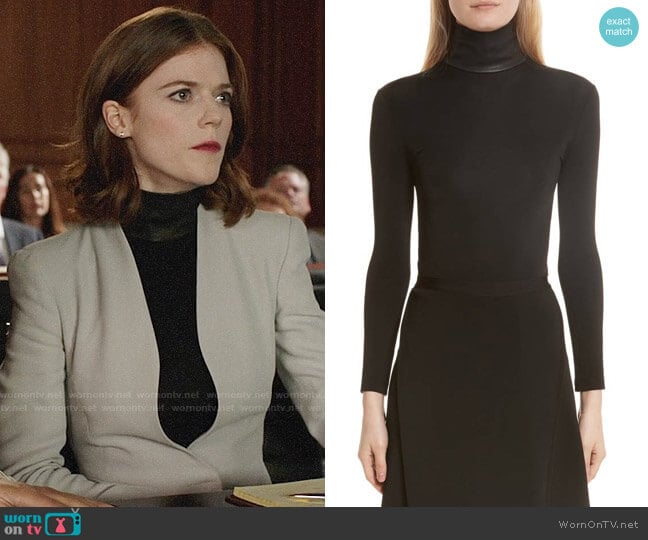 Helmut Lang Bondage Jersey Leather Neck Top worn by Maia Rindell (Rose Leslie) on The Good Fight