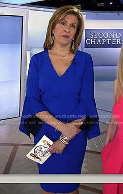 Hoda’s blue contrast bell sleeve dress on Today