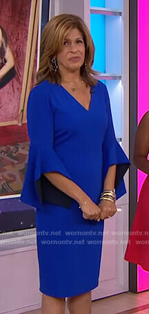 Hoda’s blue contrast bell sleeve dress on Today