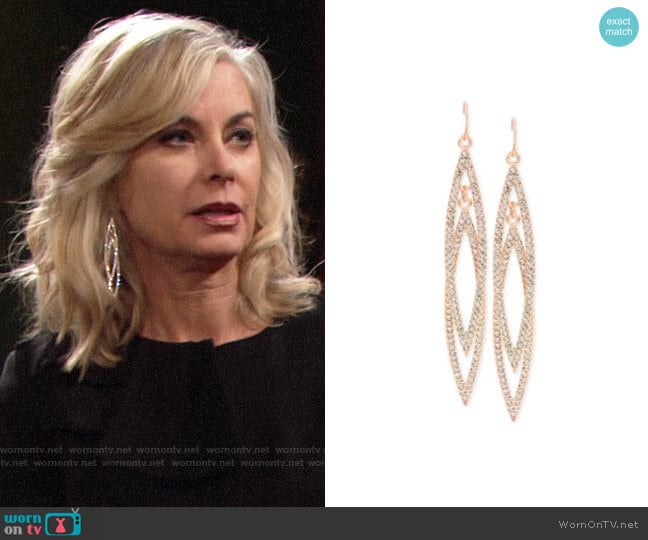 INC International Concepts Double Navette Pavé Crystal Earrings worn by Ashley Abbott (Eileen Davidson) on The Young and the Restless