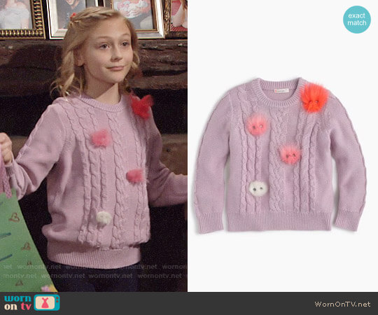 J. Crew Girls' Max the Monster Popover Sweater worn by Faith Newman (Alyvia Alyn Lind) on The Young and the Restless