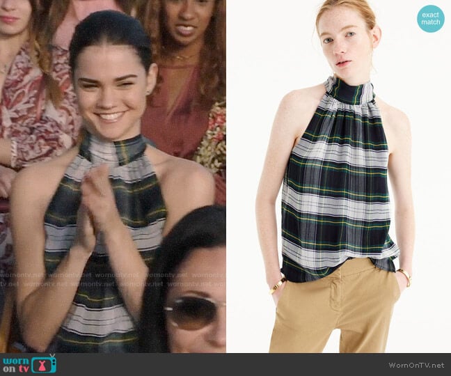 J. Crew Tie Neck Top in Stewart Plaid worn by Callie Jacob (Maia Mitchell) on The Fosters