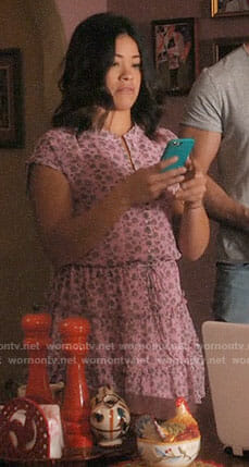 Jane’s pink printed dress on Jane the Virgin