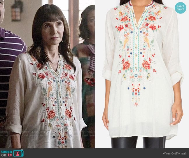 Johnny Was Eyelet Garden Blouse worn by Gail Klostermann (Mary Steenburgen) on Last Man On Earth