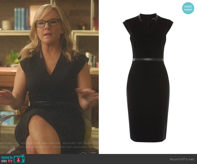 Contrast Waist-Belt Dress by Karen Millen worn by Linda Martin (Rachael Harris) on Lucifer