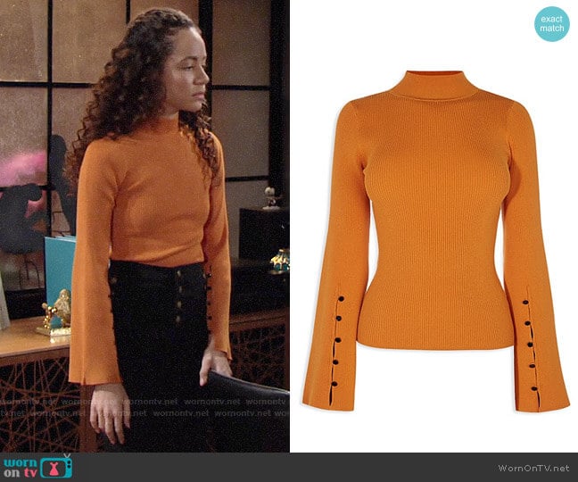 WornOnTV: Mattie’s orange bell sleeve sweater on The Young and the ...