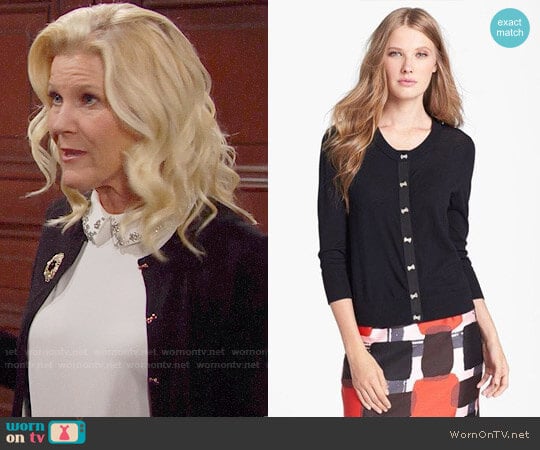 WornOnTV: Pam’s embellished collar sweater and bow button cardigan on ...