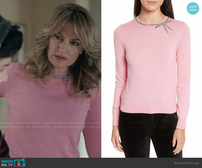 Kate Spade Bow Embellished Sweater worn by Alice Cooper (Mädchen Amick) on Riverdale