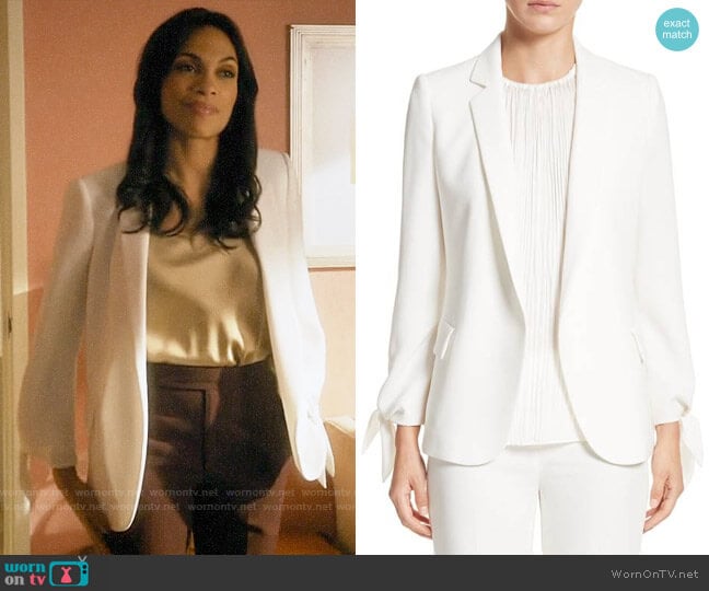 Lafayette 148 New York Bria Finesse Crepe Jacket worn by Jane Ramos (Rosario Dawson) on Jane the Virgin