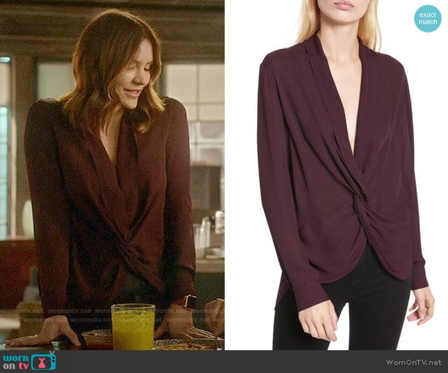 L'Agence Twist Front Silk Blouse worn by Paige Dineen (Katharine McPhee) on Scorpion