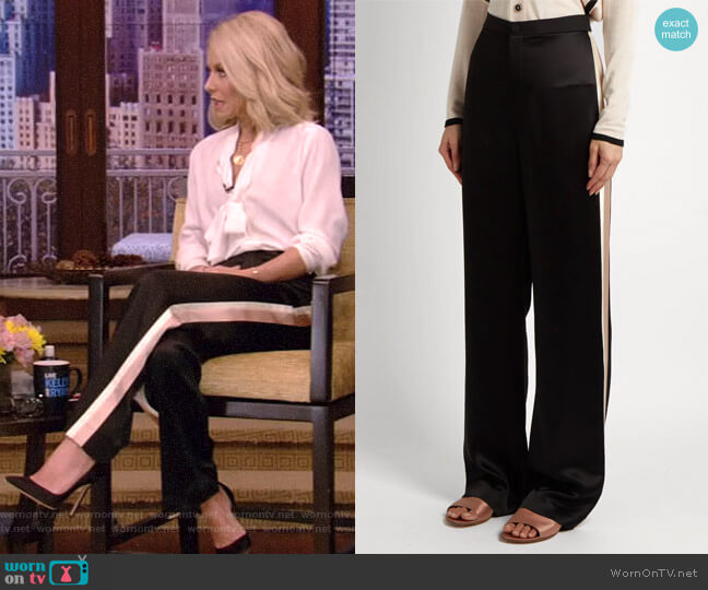 High-Waisted Satin Trousers by Lanvin worn by Kelly Ripa on Live with Kelly and Mark