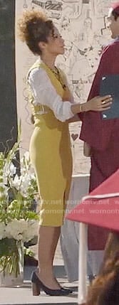 Lena’s yellow dress with side buckles on The Fosters