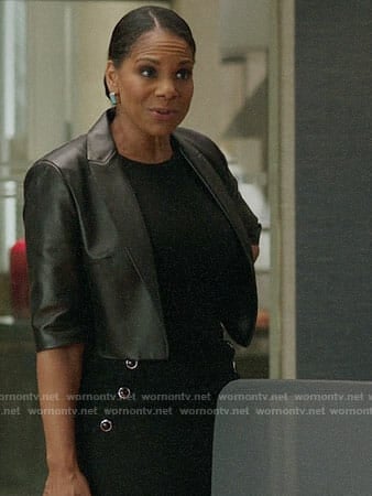 Liz's cropped leather jacket on The Good Fight