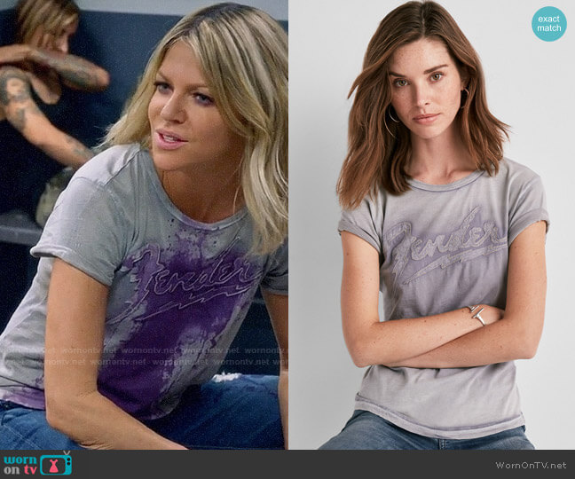 Lucky Brand Fender Applique Tee worn by Mackenzie Murphy (Kaitlin Olson) on The Mick