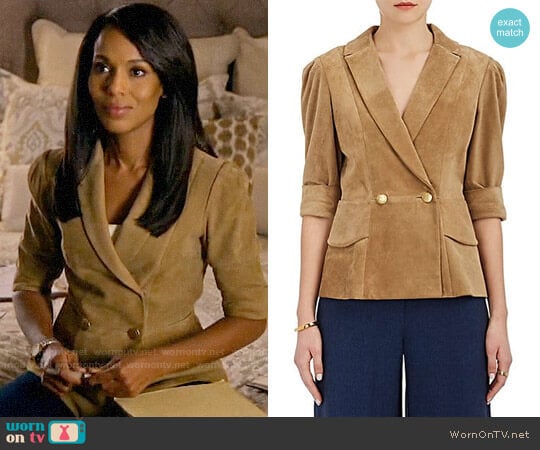 Maison Mayle Vita Suede Double-Breasted Jacket worn by Olivia Pope (Kerry Washington) on How to Get Away with Murder