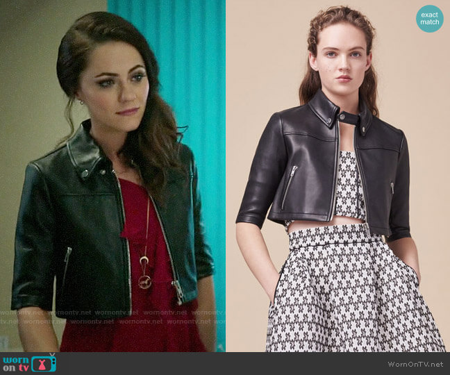 Maje Brittany Leather Jacket worn by Princess Eleanor (Alexandra Park) on The Royals
