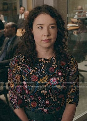 Marissa's black floral dress on The Good Fight