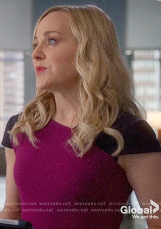 Marissa's purple and pink colorblock dress on Bull