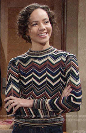 Mattie’s chevron striped sweater on The Young and the Restless