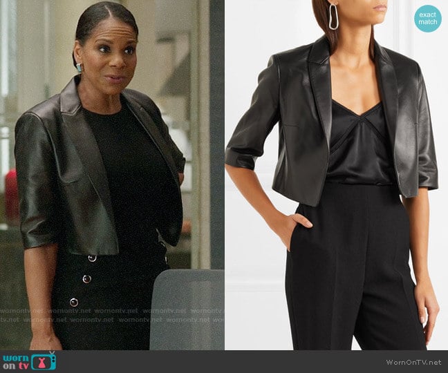 Michael Kors Collection Cropped Leather Jacket worn by Liz Reddick-Lawrence (Audra McDonald) on The Good Fight