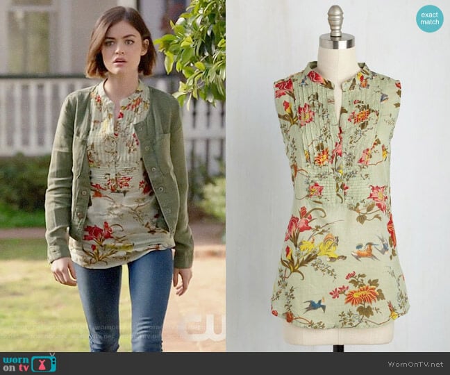 ModCloth On Your Roam Time Cotton Tunic in Aviary worn by Stella Abbott (Lucy Hale) on Life Sentence