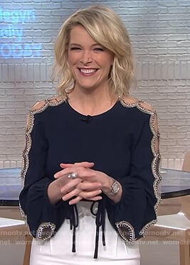 Megyn’s navy embellished top on Megyn Kelly Today