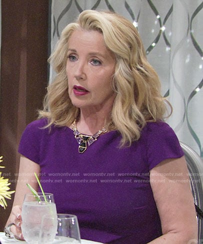 Nikki’s purple capped sleeve dress on The Young and the Restless
