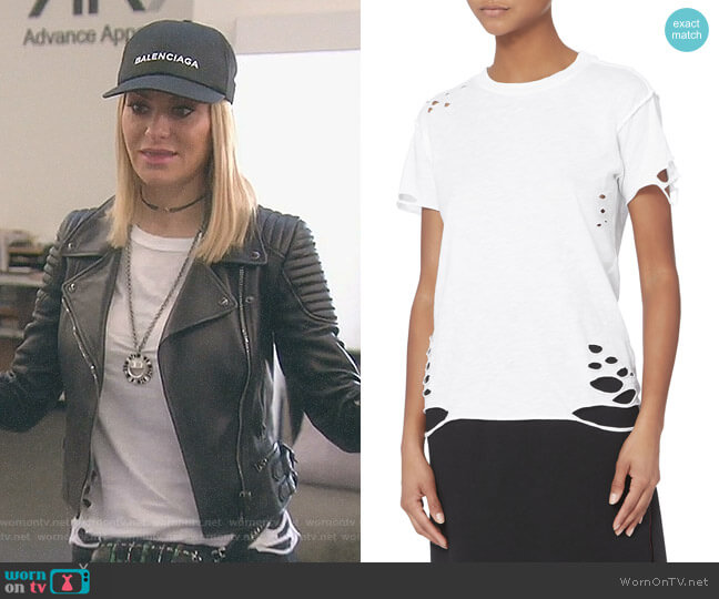 Destroyed White T-Shirt by NSF worn by Dorit Kemsley on The Real Housewives of Beverly Hills