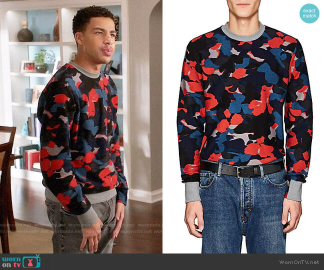 Paul Smith Camouflage Cotton Terry Sweatshirt worn by Andre Johnson Jr (Marcus Scribner) on Black-ish